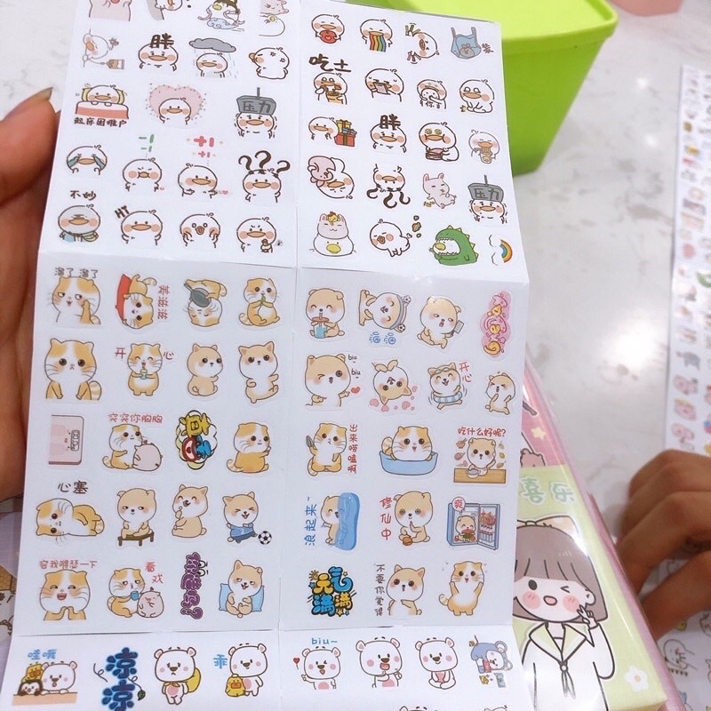 SET 12 TẤM STICKER  DÁN NHIỀU HÌNH DỄ THƯƠNG