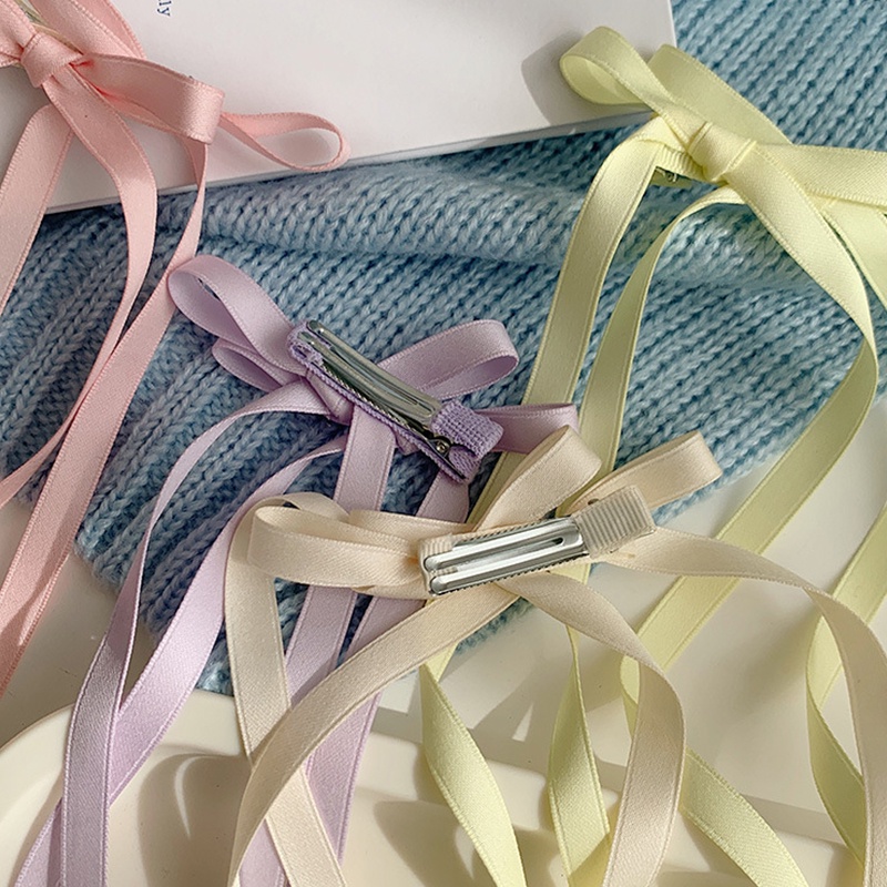 Kẹp Tóc Ruy Băng Thắt Nơ Ruy Băng Hàn Quốc Y2K Phù Hợp Cho Học Sinh Nữ