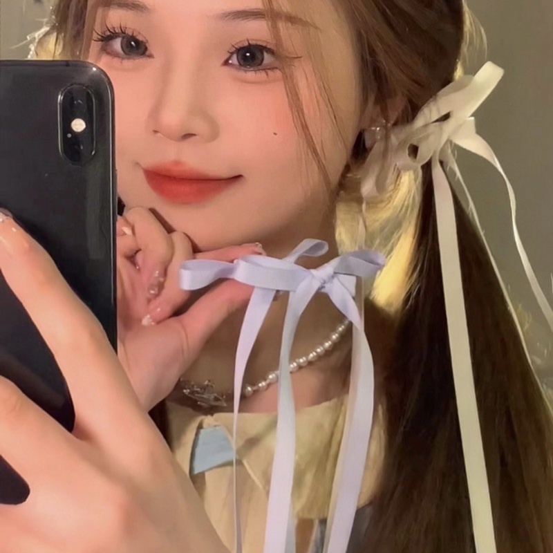 Kẹp Tóc Ruy Băng Thắt Nơ Ruy Băng Hàn Quốc Y2K Phù Hợp Cho Học Sinh Nữ