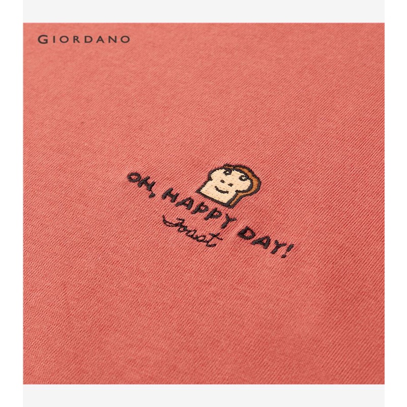 Áo thun GIORDANO 13393791 cotton tay dài thêu họa tiết thời trang dành cho nữ