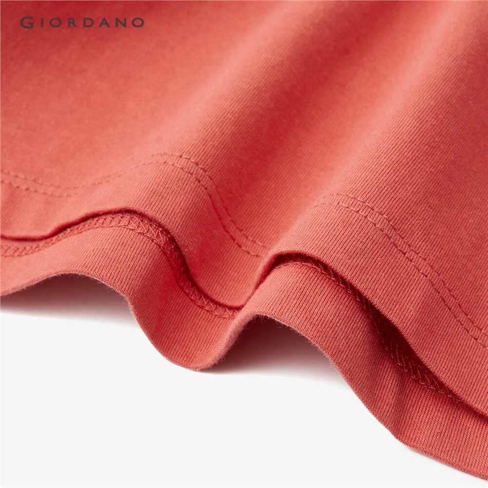 Áo thun GIORDANO 13393791 cotton tay dài thêu họa tiết thời trang dành cho nữ