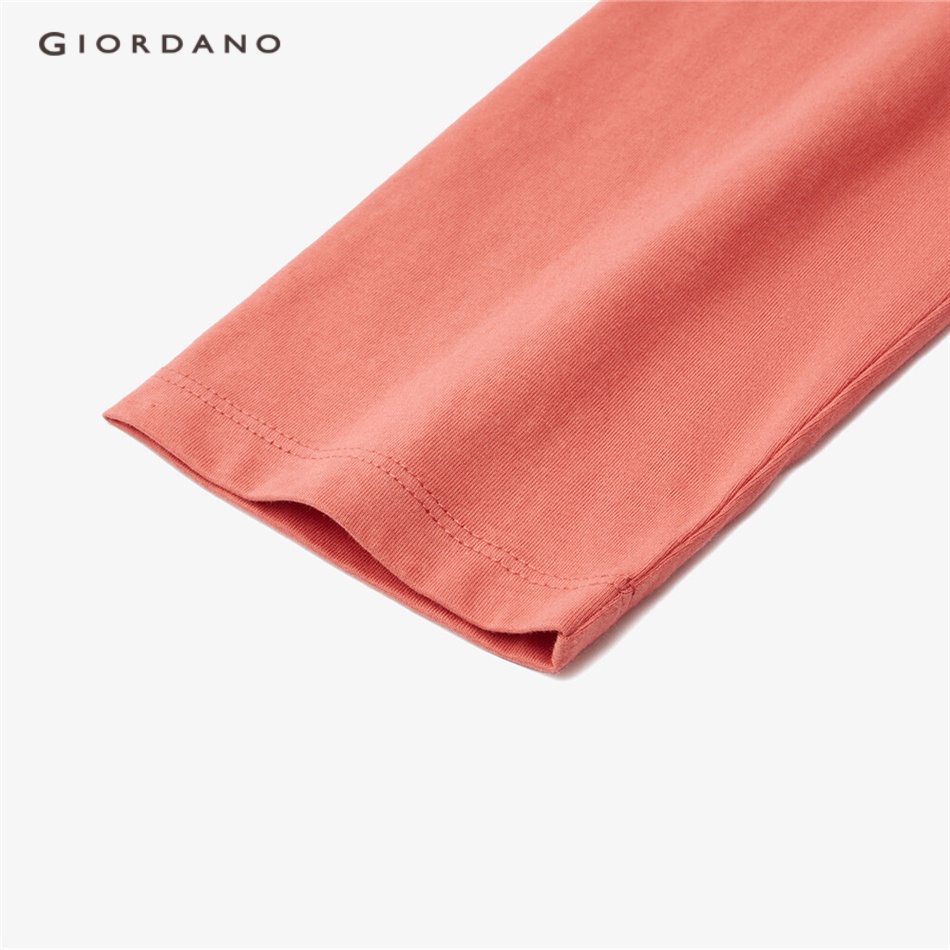 Áo thun GIORDANO 13393791 cotton tay dài thêu họa tiết thời trang dành cho nữ