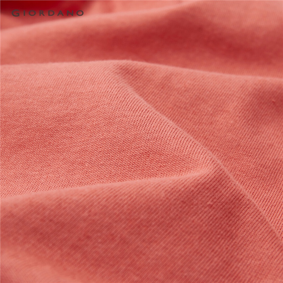 Áo thun GIORDANO 13393791 cotton tay dài thêu họa tiết thời trang dành cho nữ