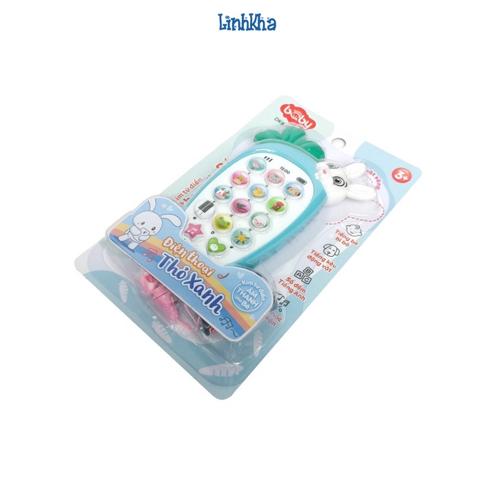 Đồ Chơi Điện Thoại Thỏ Xanh Cho Bé Có Đèn, Âm Thanh Bi Bô Tiếng Anh, Tiếng Động Vật Và Bài Hát - Duka DK81051