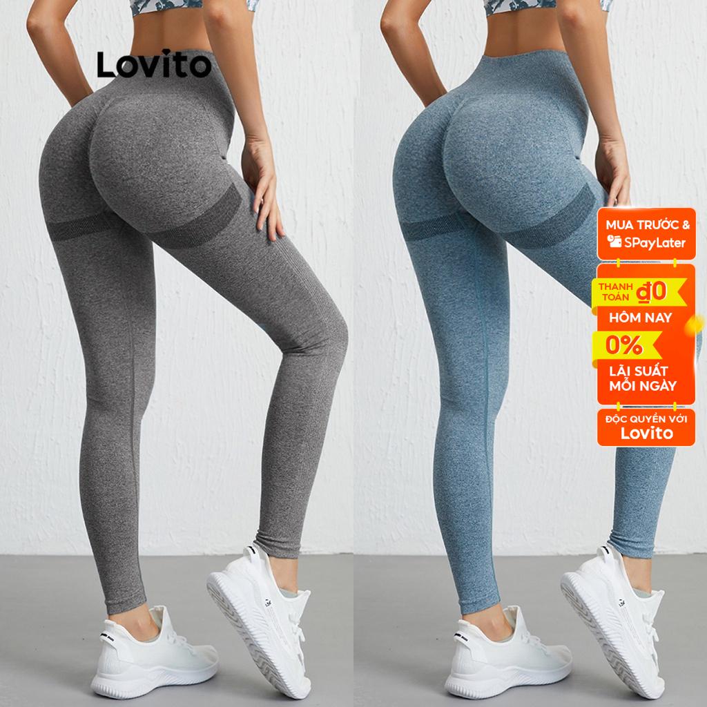 Quần legging thể thao Lovito không đường may nhanh khô thoải mái L09020