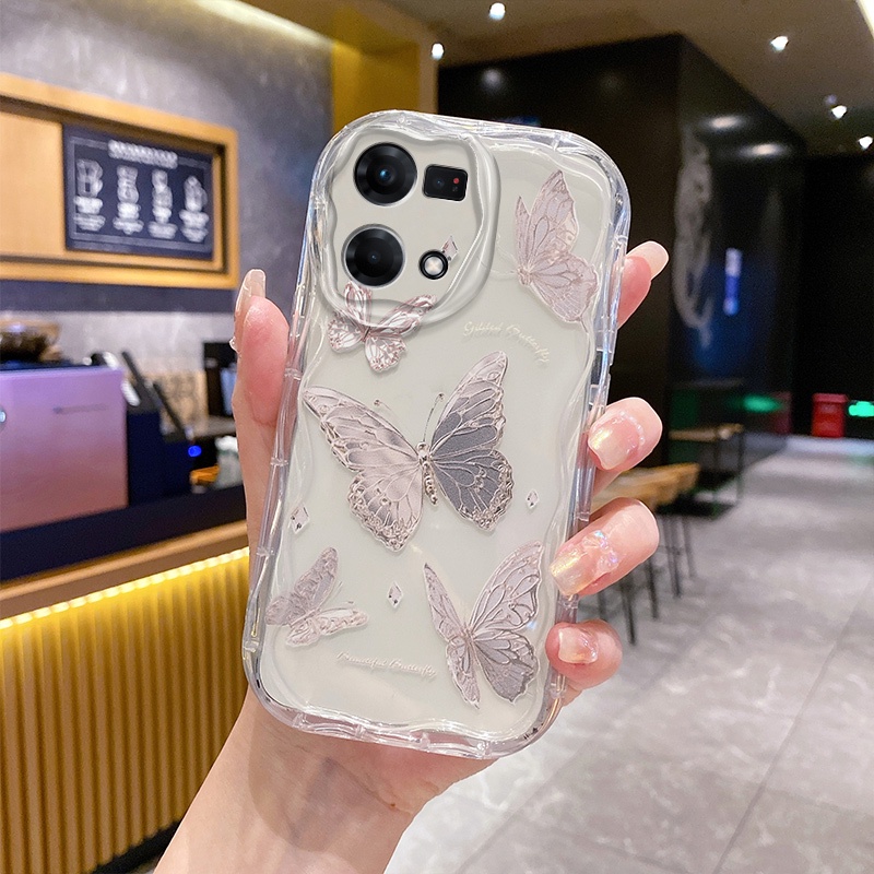 Ốp lưng Oppo Reno7 4G Ốp lưng Oppo Reno8 4G Ốp Điện Thoại tpu Trong Suốt Họa Tiết Bướm Xanh Dương Thời Trang Cho oppo reno7 4g oppo reno8 4g TYNY