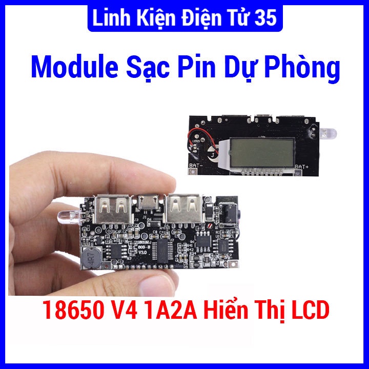 Linh kiện Module sạc pin dự phòng 18650 V4 1A/2A hiển thị LCD chất lượng cao