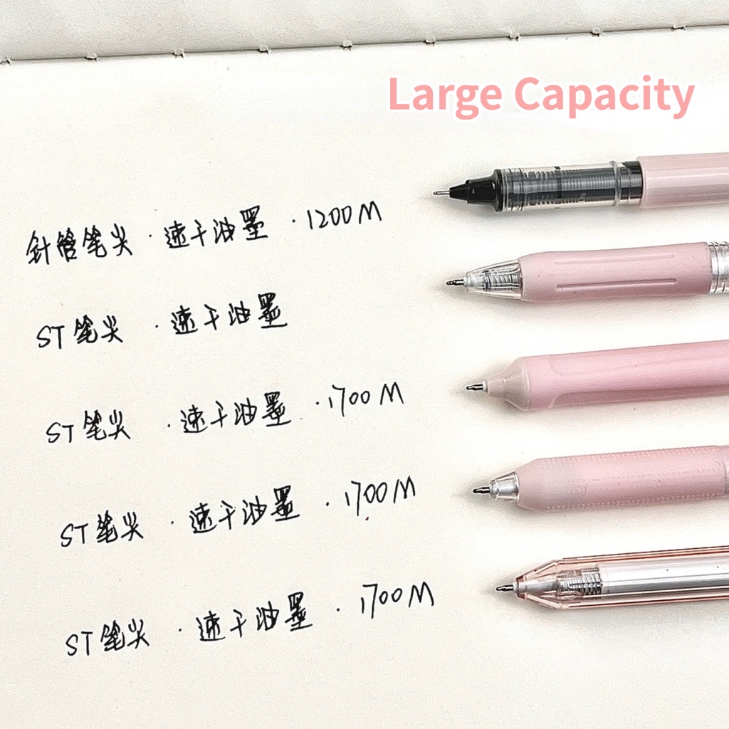 Set 5 Bút Bi Mực Đen Nhanh Khô Ngòi 0.5mm