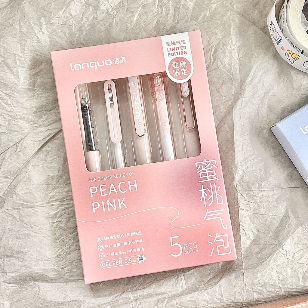 Set 5 Bút Bi Mực Đen Nhanh Khô Ngòi 0.5mm