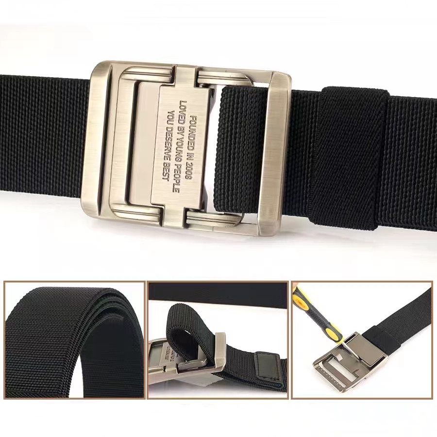 Thắt Lưng Vải canvas Khóa Đôi Thời Trang Cá Tính Cho Nam