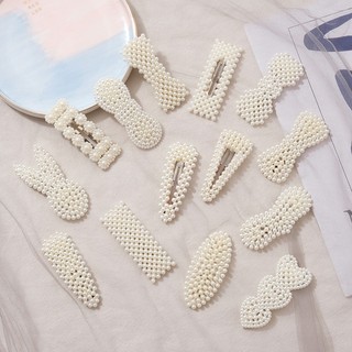 Kẹp tóc mái ngọc trai LAGU Accessories phụ kiện đinh đá ngọc trai phong cách Hàn Quốc màu trắng
