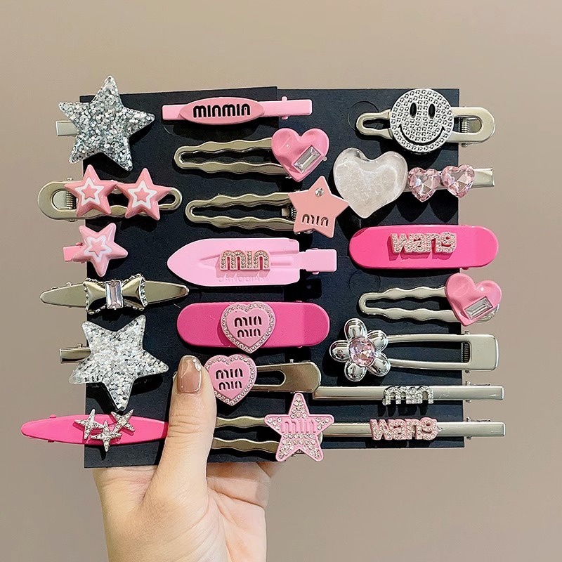 Mới set Kẹp Tóc Hình Ngôi Sao Màu Bạc y2k Ngọt Ngào Cho Nữ