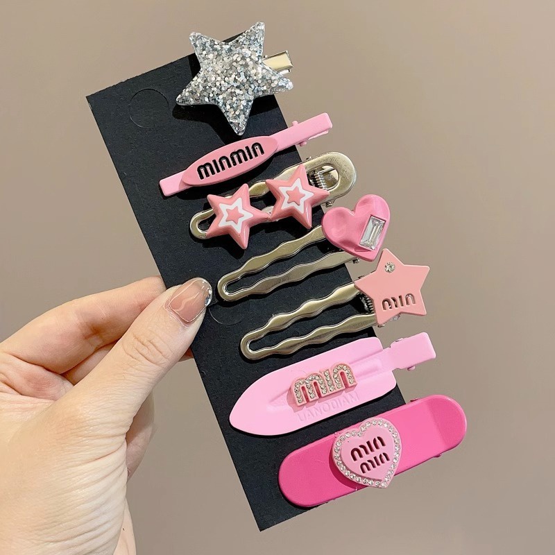 Mới set Kẹp Tóc Hình Ngôi Sao Màu Bạc y2k Ngọt Ngào Cho Nữ