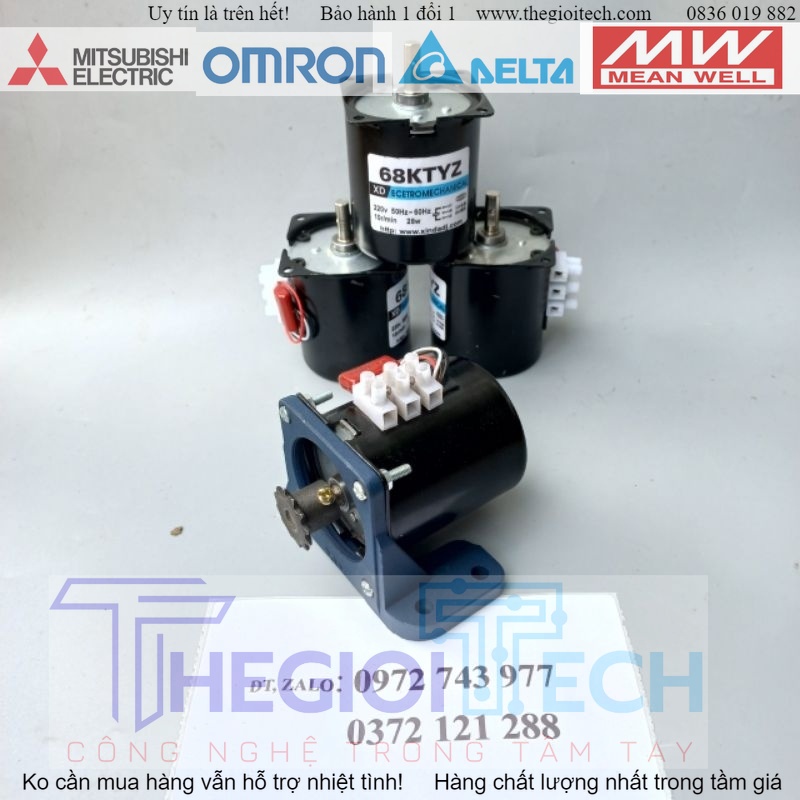 Mô tơ giảm tốc 220V 28w (68ktyz) - MôTơ + nhông+chân đế - Tốc độ 30 vòng /phút