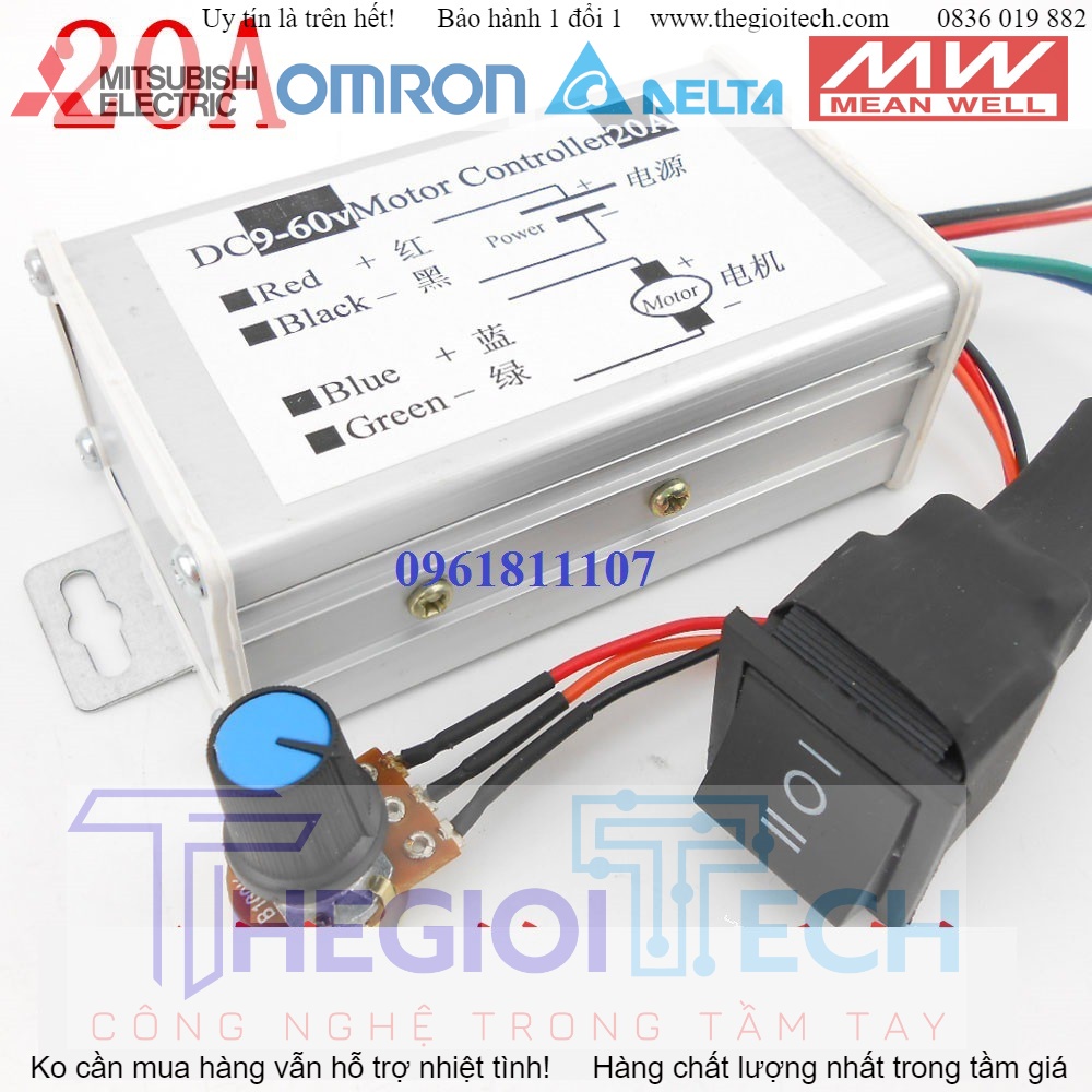 Điều tốc motor 775 20A 1200W, bộ điều tốc động cơ 12V, diều tốc motor 24V 20A dùng cho motor 775 - 10A ĐẢO CHIỀU