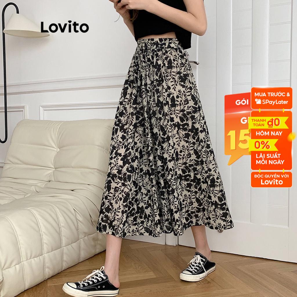 Chân váy LOVITO cơ bản họa tiết hoa thường ngày cho nữ LNE10053 (Nhiều màu)