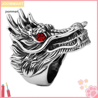 Nhẫn Nam Chạm Khắc Hình Đầu Rồng Đính Đá Zircon Phong Cách punk