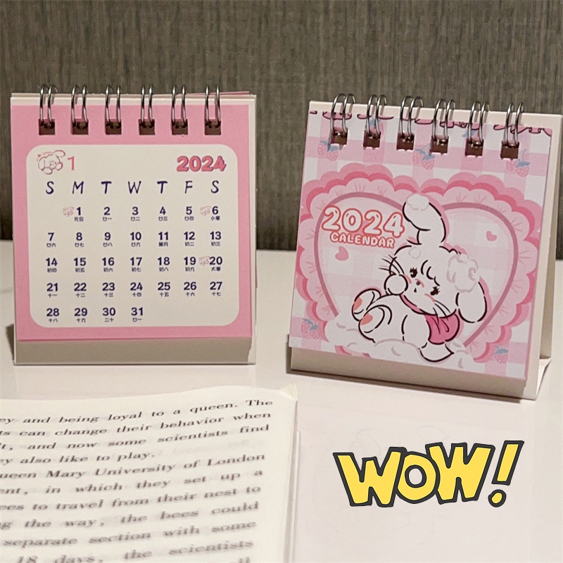 Lịch 2024 Để Bàn In Hình Mèo Dễ Thương Dùng Trang Trí