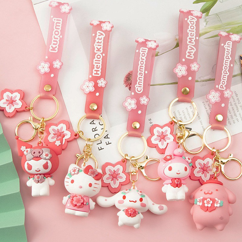 1 Móc Khóa Mô Hình Nhân Vật sanrio kitty melody pompompurin Dễ Thương