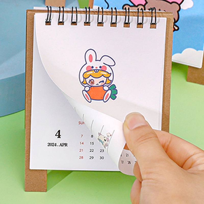 Lịch Để Bàn 2024 mini Họa Tiết Hoạt Hình Dễ Thương