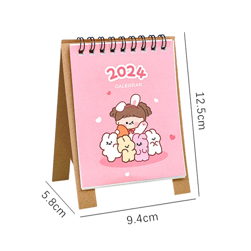 Lịch Để Bàn 2024 mini Họa Tiết Hoạt Hình Dễ Thương