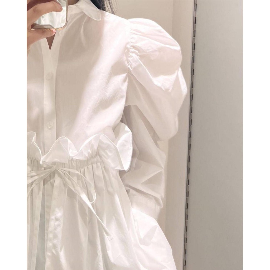 Áo Kiểu Tay Phồng Thiết Kế Dây Rút Thời Trang Mùa Xuân Mới Cho Nữ