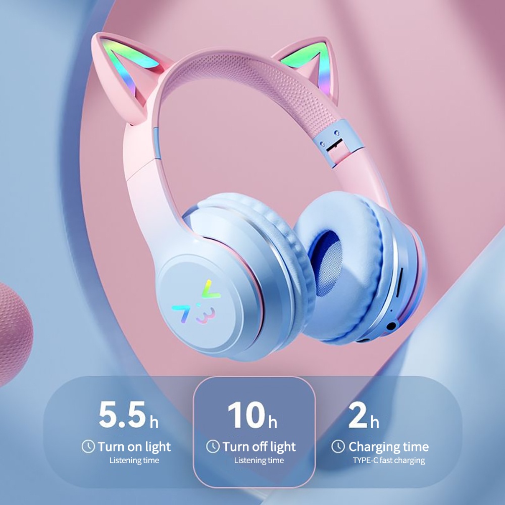 Tai Nghe bluetooth bt612 Hình Tai Mèo Dễ Thương