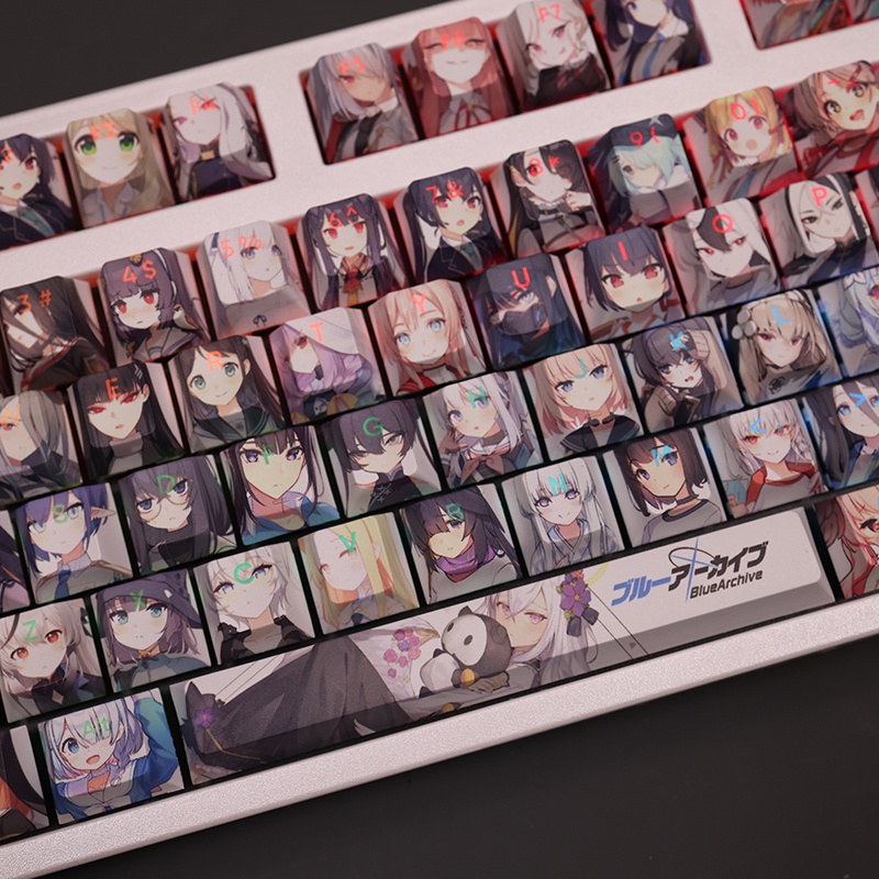 Bluearchive keycaps cherry profile anime Nhuộm Bàn Phím Cơ Màu Xanh Dương