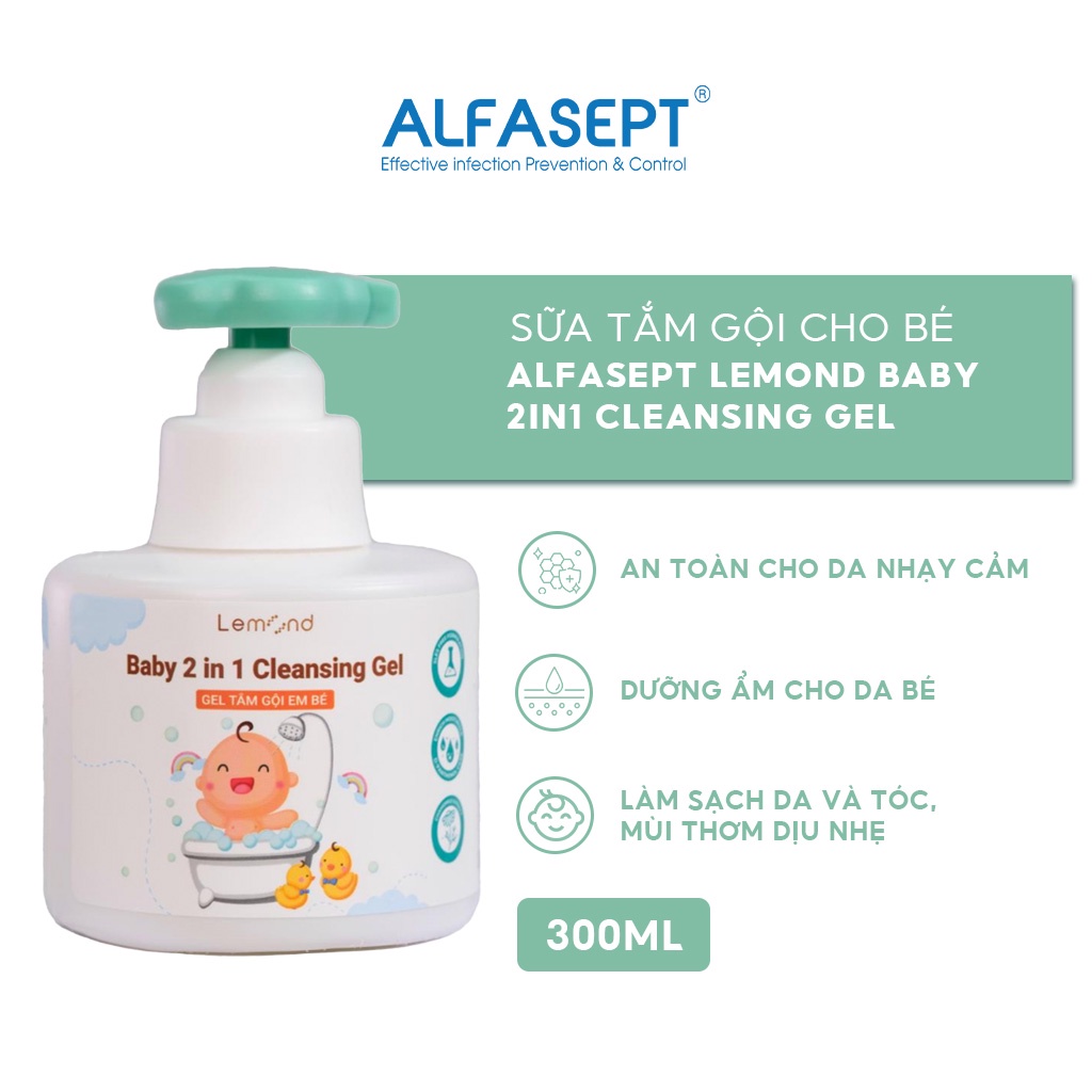 Sữa Tắm Gội Cho Bé Dạng Gel Alfasept Lemond Baby 2in1 Cleansing Gel 300ml Giúp Làm Sạch Dịu Nhẹ Và Dưỡng Ẩm Vượt Trội