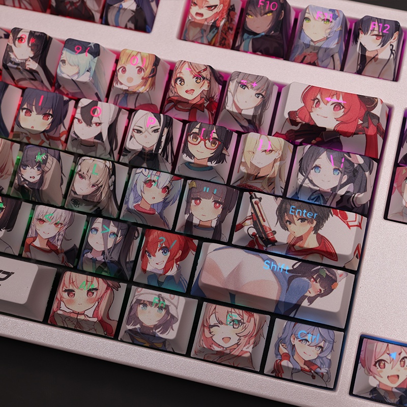 Bluearchive keycaps cherry profile anime Nhuộm Bàn Phím Cơ Màu Xanh Dương