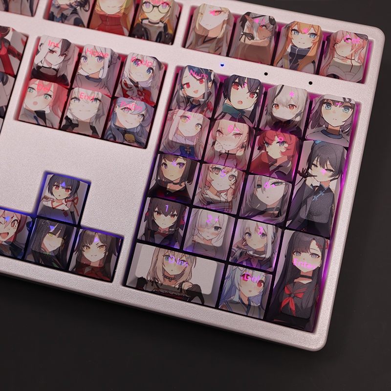 Bluearchive keycaps cherry profile anime Nhuộm Bàn Phím Cơ Màu Xanh Dương