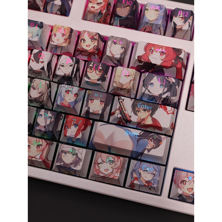 Bluearchive keycaps cherry profile anime Nhuộm Bàn Phím Cơ Màu Xanh Dương