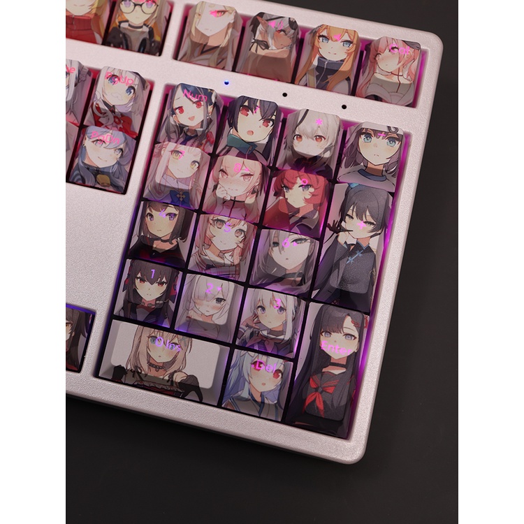 Bluearchive keycaps cherry profile anime Nhuộm Bàn Phím Cơ Màu Xanh Dương