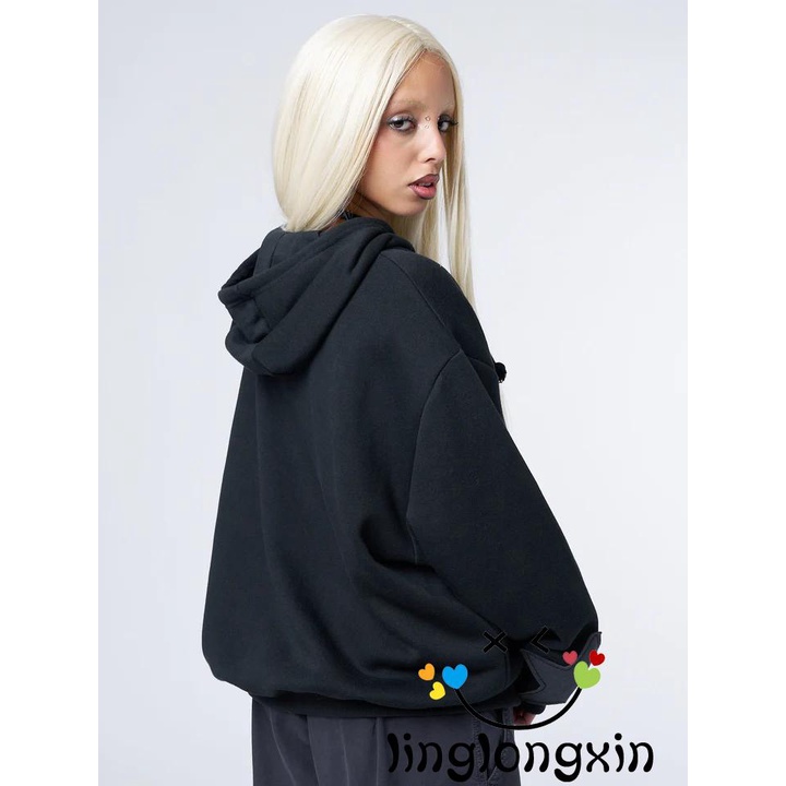 Áo hoodie Dây Rút Tay Dài In Hình Ngôi Sao linglongxi2 Thời Trang Mùa Thu Cho Nữ