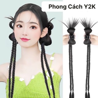  Tóc Giả Búi Kẹp Tỉa Lông Vũ TẾT 2 BÍNH Dài 48cm  GIÁ 1 BÊN  Tóc Giả Y2K Cho TeenGirl MyBaby 
