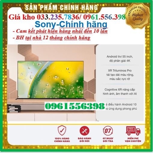 [Mới] Smart Tivi OLED Sony 55 Inch 4K XR-55A90J &lt; Chính hãng BH:24 tháng tại nhà toàn quốc &gt; - Mới 100%