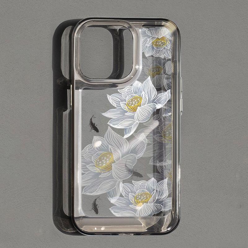 Ốp Điện Thoại In Hình Cá Và Hoa Sen Cho iphone11 12 pro max x xr xs max se 7 plus 8 plus 13 pro max 14 pro max
