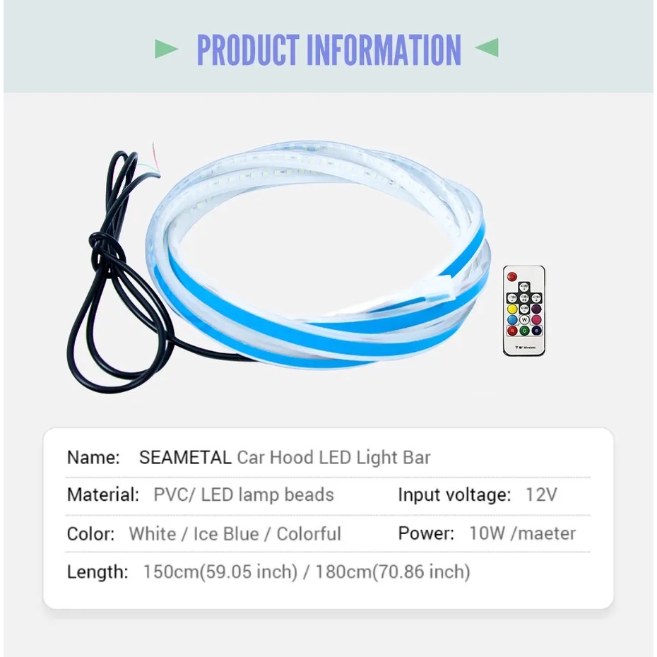 Dây Đèn led drl 12v Nhiều Màu Linh Hoạt Chống Thấm Nước Trang Trí Mui Xe Hơi