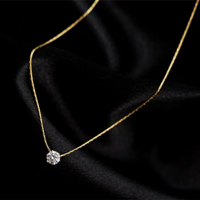 Mới Vòng cổ Bằng Thép Titan Đính Đá zircon Đơn Giản Không Phai Thời Trang Mùa Hè Cho Nữ