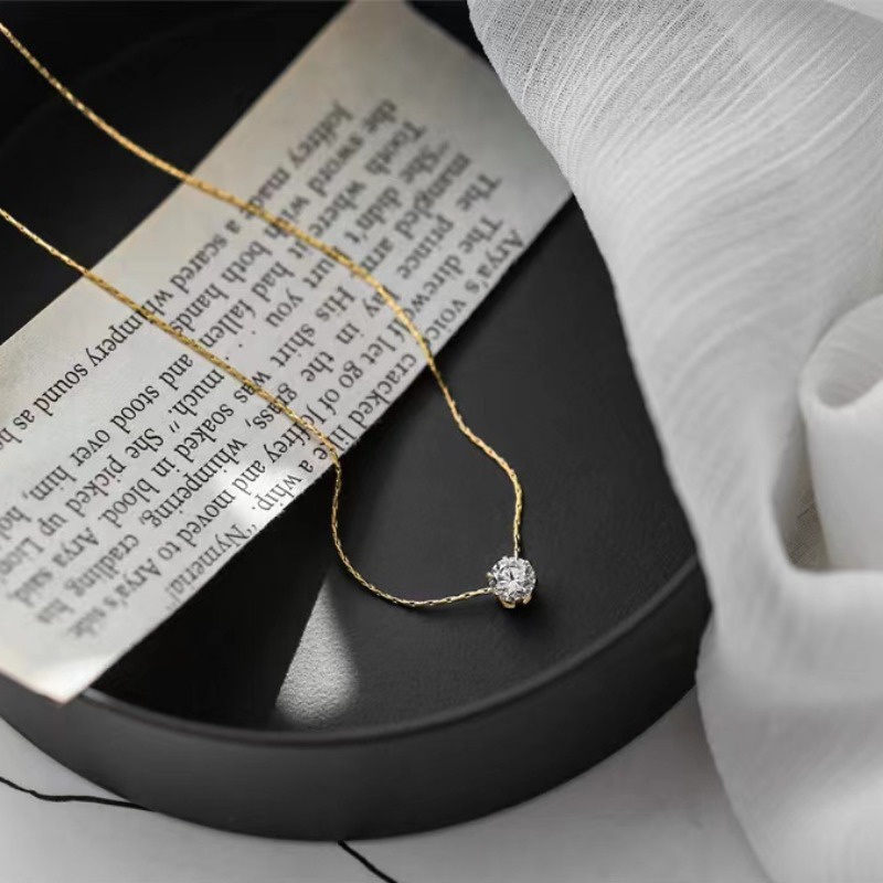 Mới Vòng cổ Bằng Thép Titan Đính Đá zircon Đơn Giản Không Phai Thời Trang Mùa Hè Cho Nữ