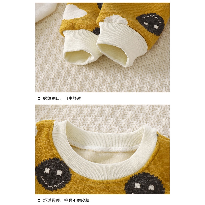 Áo sweater Tay Dài Chất Nỉ Dày Dặn Giữ Ấm Thời Trang Thu Đông Cho Bé Kích Thước 90-150cm