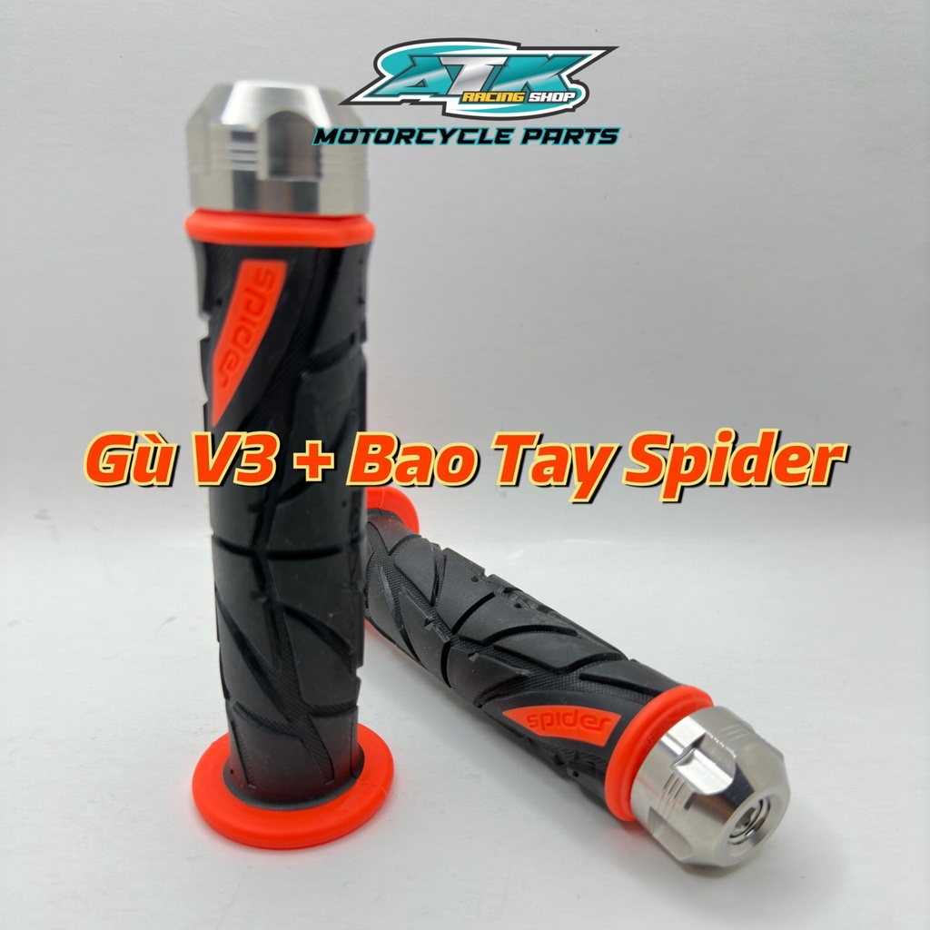 Gù tay lái xe máy inox 304 tặng 2 cục nhôm và bao tay Spider