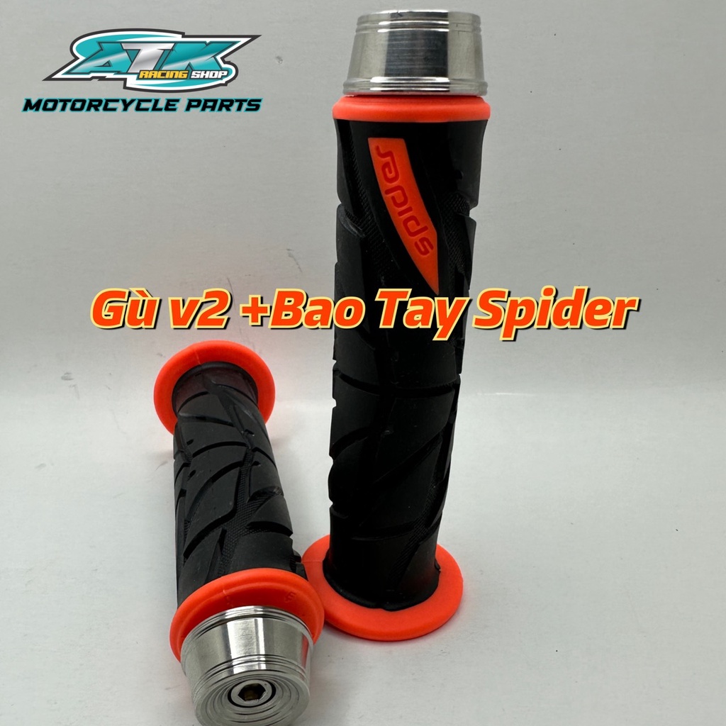 Gù tay lái xe máy inox 304 tặng 2 cục nhôm và bao tay Spider