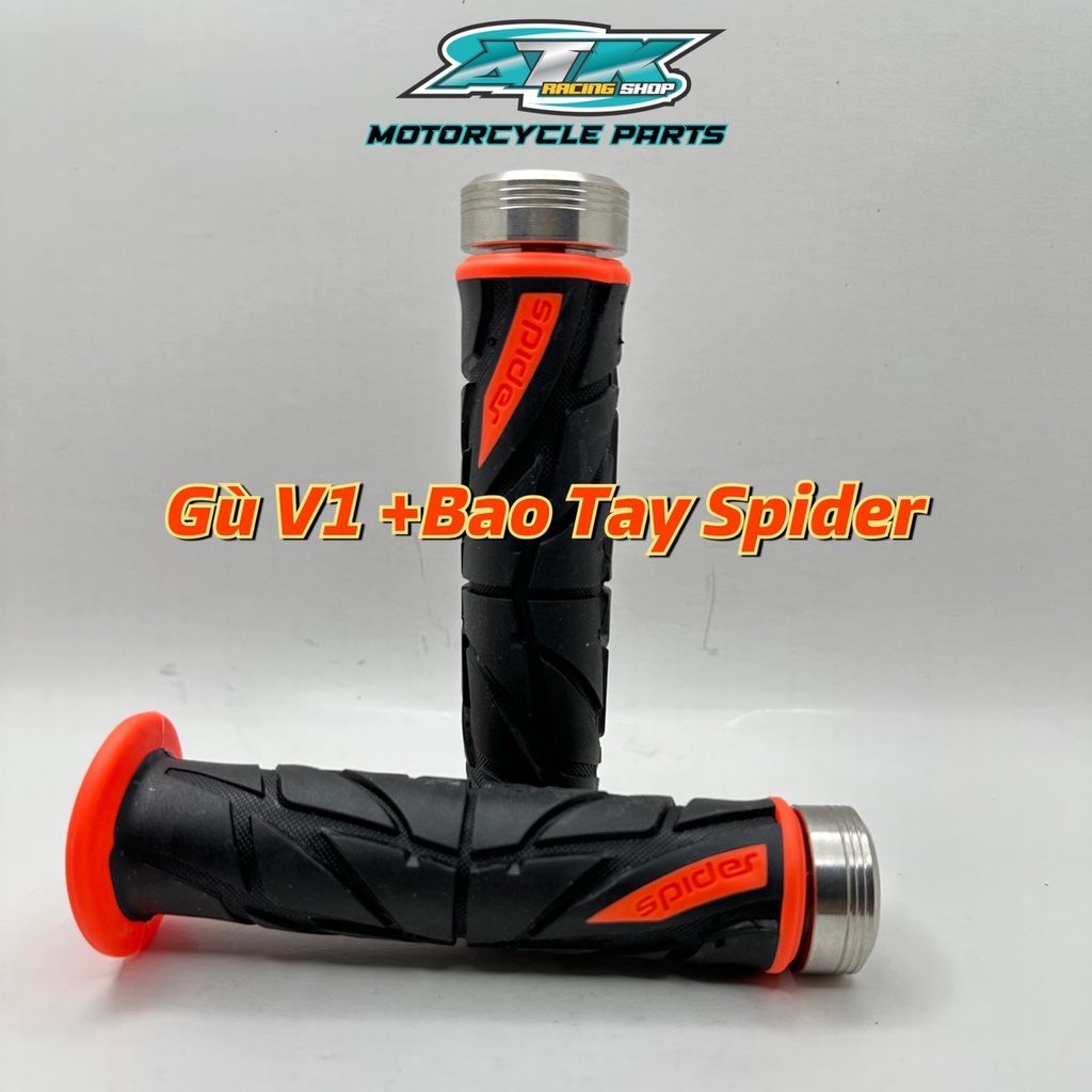 Gù tay lái xe máy inox 304 tặng 2 cục nhôm và bao tay Spider