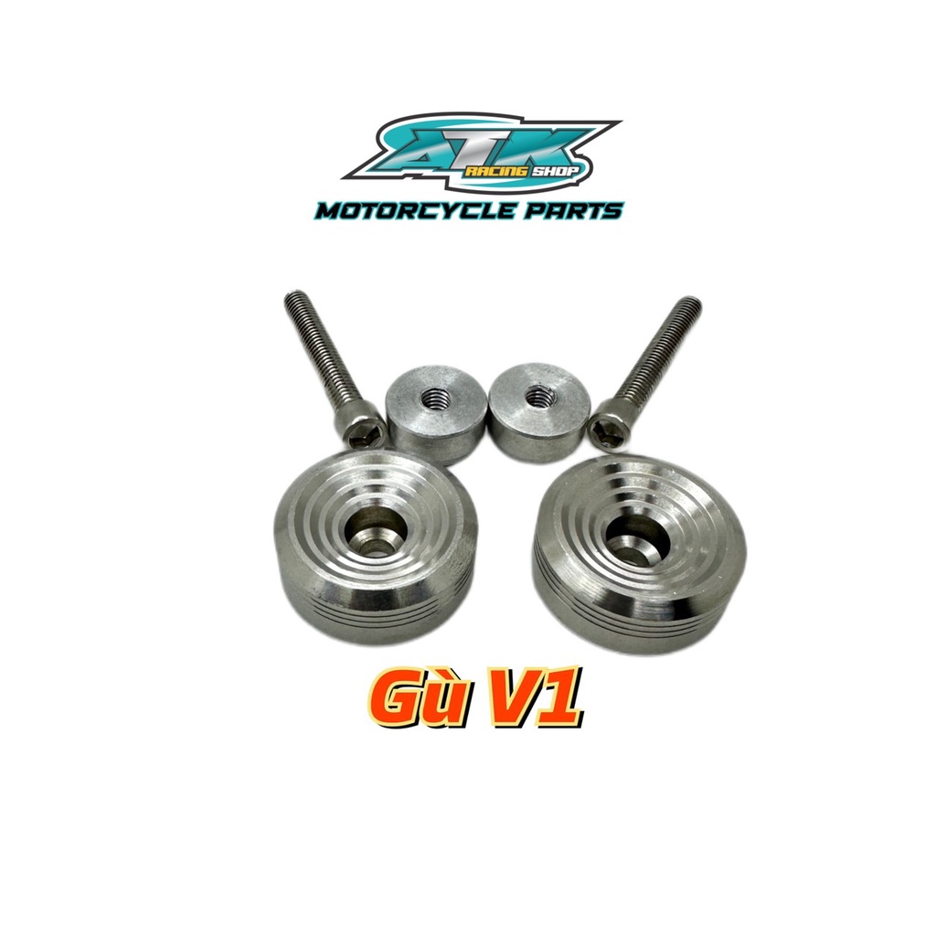 Gù tay lái xe máy inox 304 tặng 2 cục nhôm và bao tay Spider