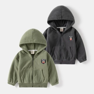 Áo hoodie nỉ lông cho bé trai WAPYPY, áo khoác nỉ bear có mũ cho bé trai (WT2370)