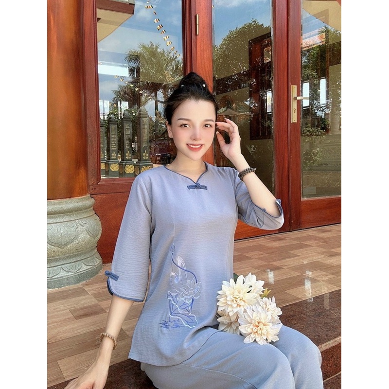 set đồ đũi đi chùa nữ, đồ lam đi chùa nam nữ