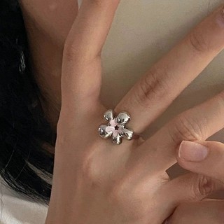 Mới nhẫn thiết kế nhỏ nhắn hình hoa tinh tế phong cách ngọt ngào cho nữ