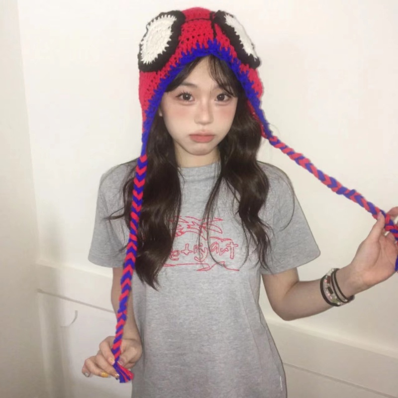 Mũ Len In Hình Người Nhện Dễ Thương Phong Cách Hàn Quốc Cho Nữ