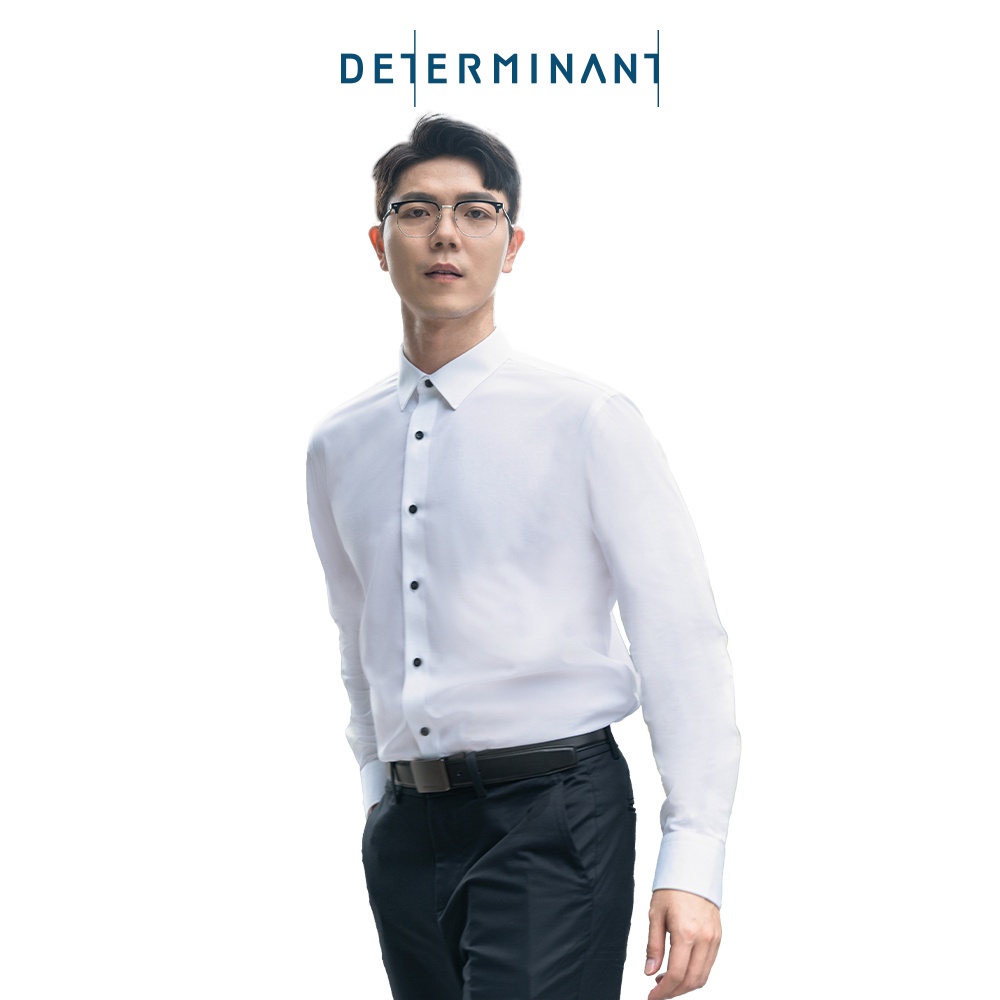 Áo sơ mi công sở nam DETERMINANT 100% cotton màu trắng BST E2023 - 202